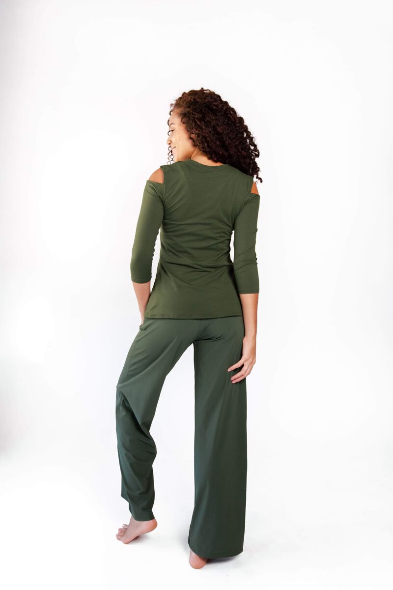 Open Shoulder Top - Forest Green image number 5