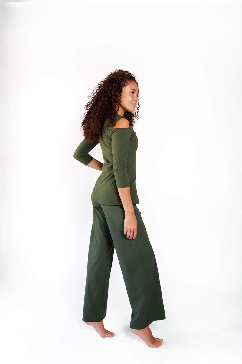 Open Shoulder Top - Forest Green image number 3